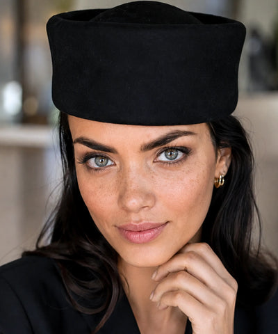 Comprar boina feminina italiana estilo aeromoça 100% lã forro cetim elegante inverno barata em promoção Anellimn