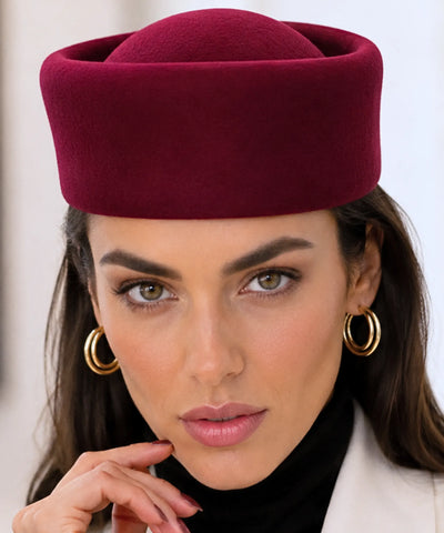 Comprar boina feminina italiana estilo aeromoça 100% lã forro cetim elegante inverno barata em promoção Anellimn