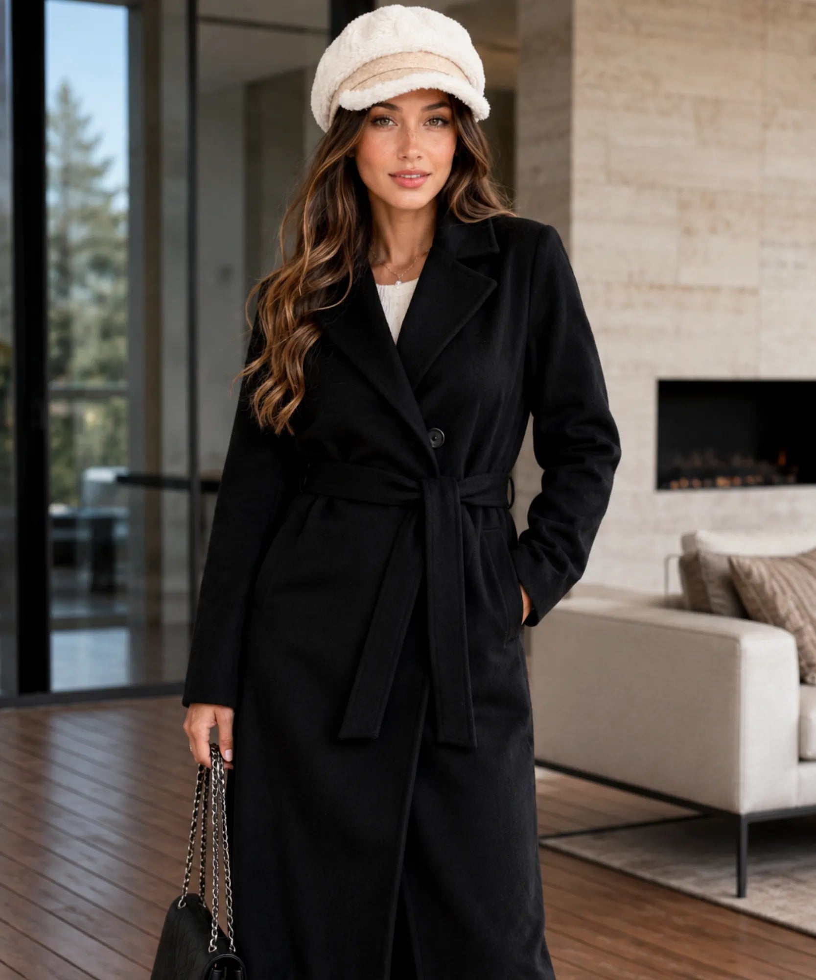Comprar boina feminina de pelúcia sherpa aba curta estilo italiana capitã inverno frio copa volumosa em promoção ANELLIMN