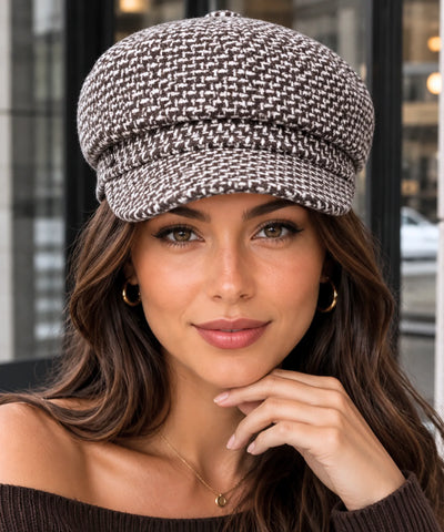 Comprar boina feminina tweed xadrez estilo inglês newsboy copa estruturada 8 painéis outono inverno barata em promoção Anellimn