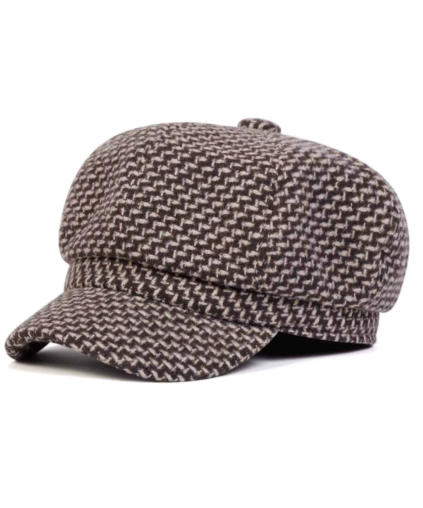 Comprar boina feminina tweed xadrez estilo inglês newsboy copa estruturada 8 painéis outono inverno barata em promoção Anellimn