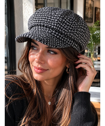 Comprar boina feminina tweed xadrez estilo inglês newsboy copa estruturada 8 painéis outono inverno barata em promoção Anellimn
