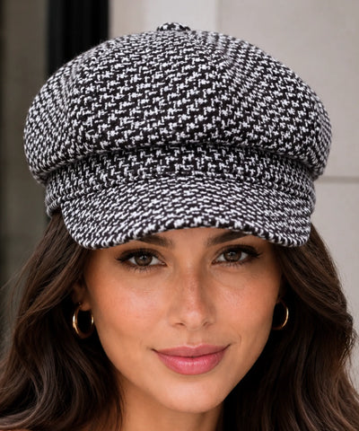 Comprar boina feminina tweed xadrez estilo inglês newsboy copa estruturada 8 painéis outono inverno barata em promoção Anellimn