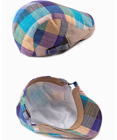 Comprar boina feminina verão xadrez azul leve com forro barata Anellimn