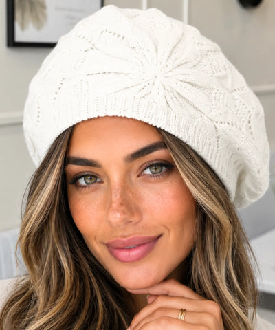 Boina Francesa Feminina Tricot Vazada Estilo Artista | Campbell