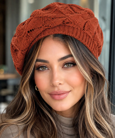 Boina Francesa Feminina Tricot Vazada Estilo Artista | Campbell