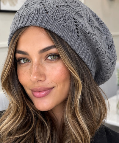 Boina Francesa Feminina Tricot Vazada Estilo Artista | Campbell