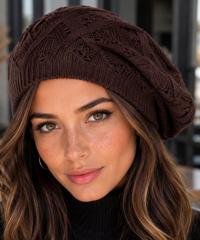 Boina Francesa Feminina Tricot Vazada Estilo Artista | Campbell