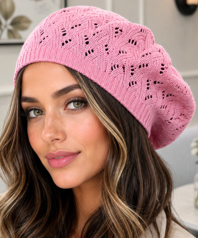 Boina Francesa Feminina Tricot Vazada Estilo Artista | Campbell