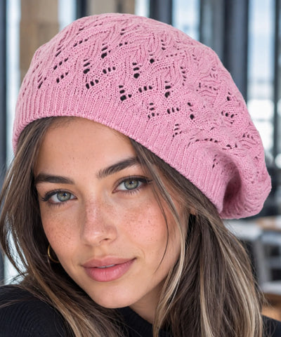 Boina Francesa Feminina Tricot Vazada Estilo Artista | Campbell