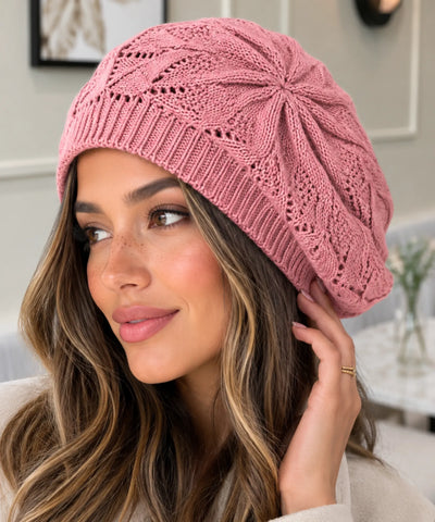 Boina Francesa Feminina Tricot Vazada Estilo Artista | Campbell