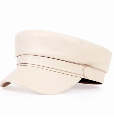 Comprar boina italiana feminina de couro aba reta estruturada estilo inglês capitã Peaky Blinders ANELLIMN
