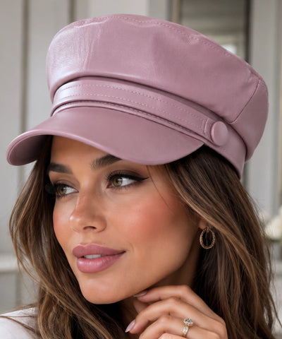 Comprar boina italiana feminina de couro aba reta estruturada estilo inglês capitã Peaky Blinders ANELLIMN