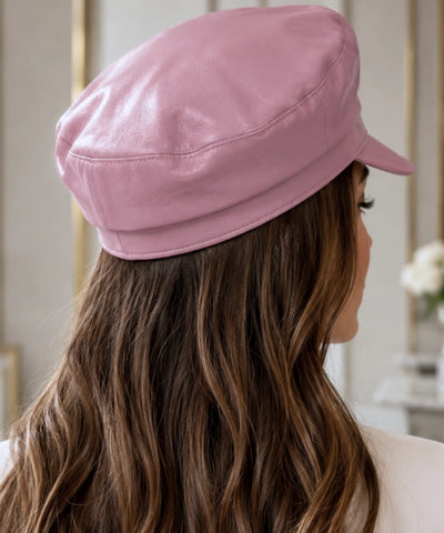 Comprar boina italiana feminina de couro aba reta estruturada estilo inglês capitã Peaky Blinders ANELLIMN