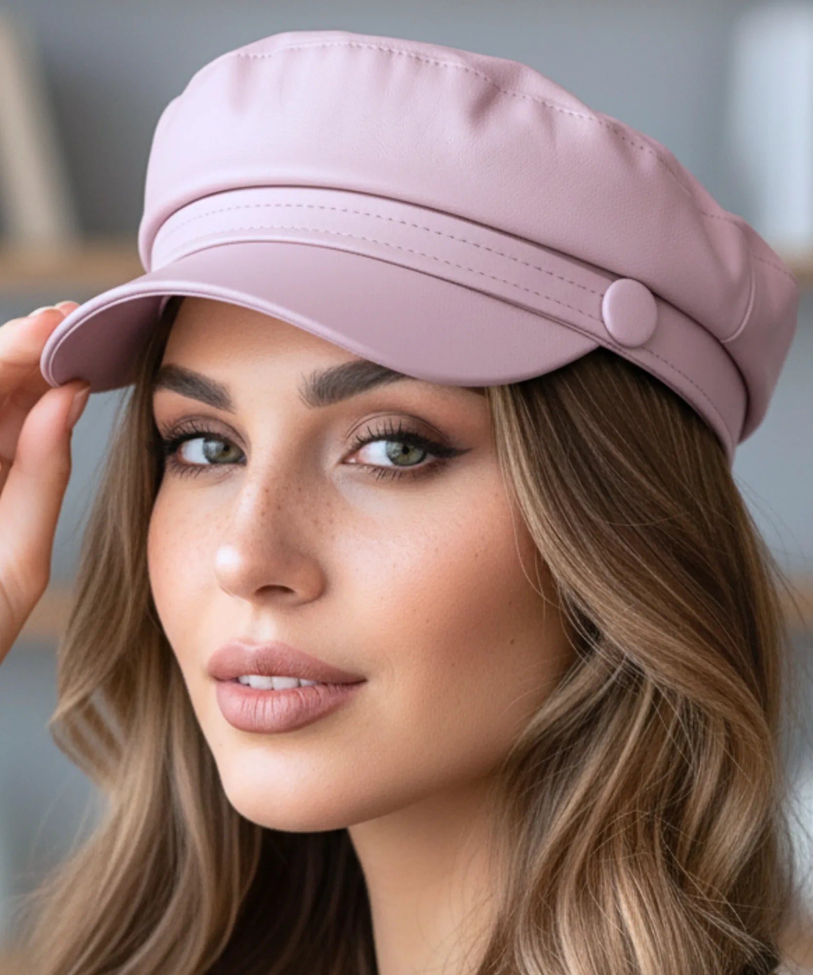 Comprar boina italiana feminina de couro aba reta estruturada estilo inglês capitã Peaky Blinders ANELLIMN