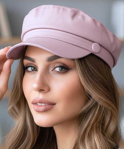Comprar boina italiana feminina de couro aba reta estruturada estilo inglês capitã Peaky Blinders ANELLIMN