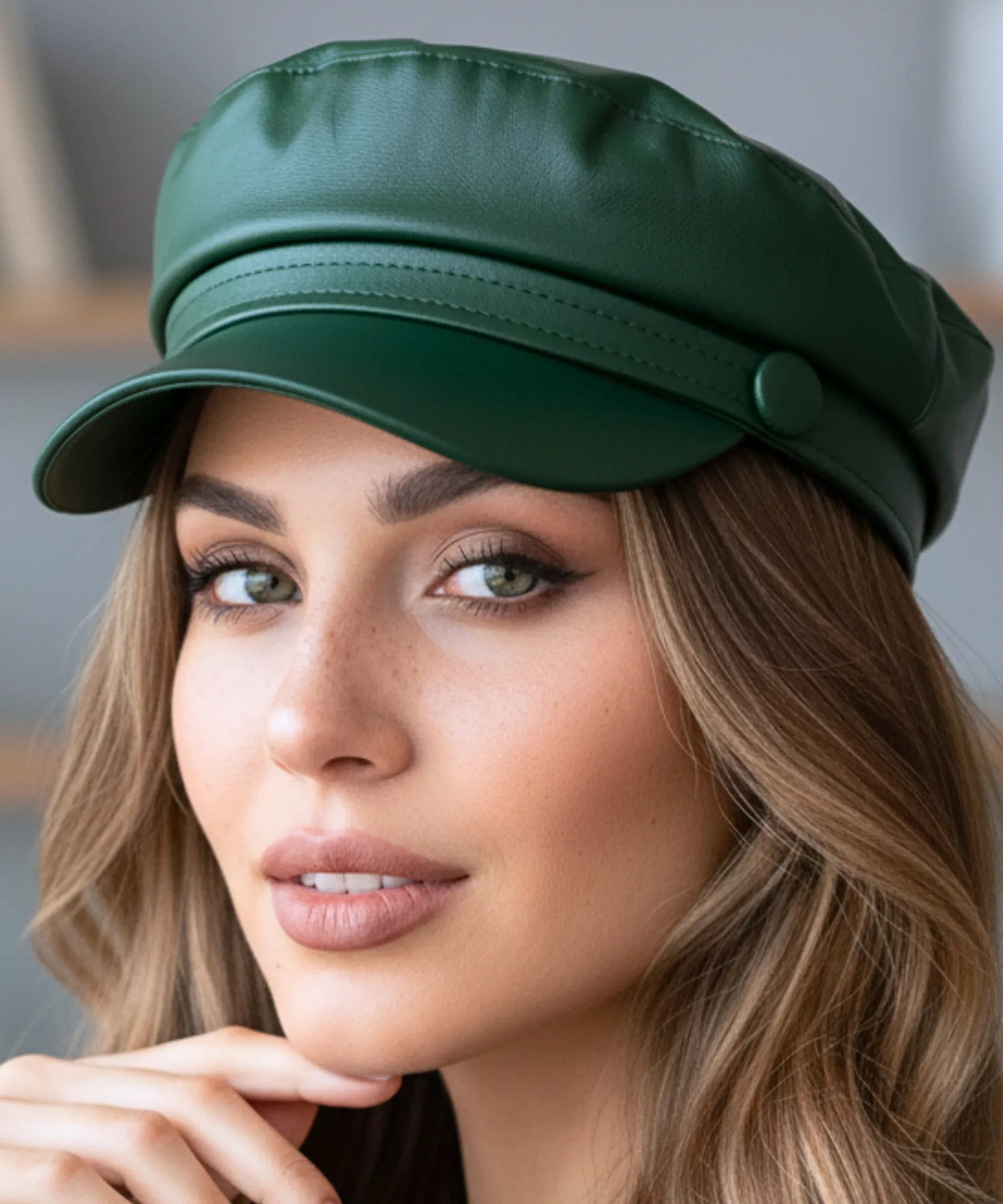Comprar boina italiana feminina de couro aba reta estruturada estilo inglês capitã Peaky Blinders ANELLIMN