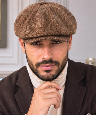 Comprar boina masculina tweed estilo inglês peaky blinders newsboy copa estruturada 8 painéis outono inverno barata em promoção Anellimn