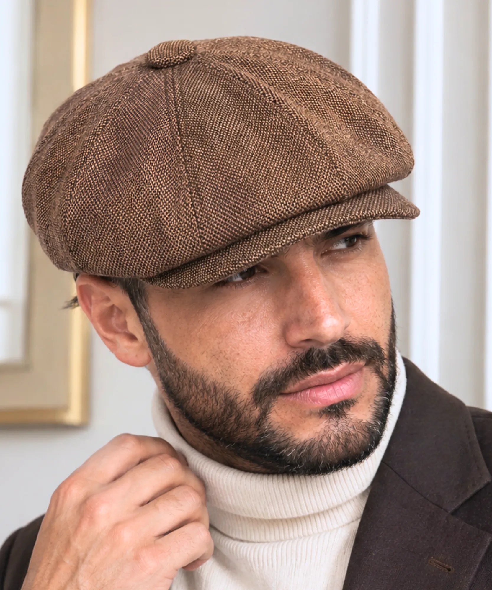 Comprar boina masculina tweed estilo inglês peaky blinders newsboy copa estruturada 8 painéis outono inverno barata em promoção Anellimn