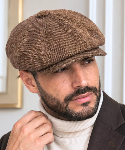 Comprar boina masculina tweed estilo inglês peaky blinders newsboy copa estruturada 8 painéis outono inverno barata em promoção Anellimn