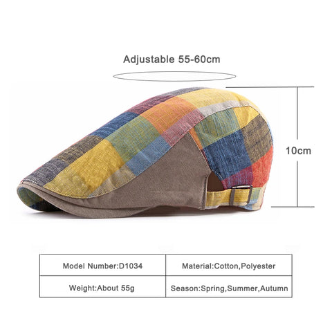 Comprar boina masculina xadrez colorido ajustavel medidas barata Anellimn