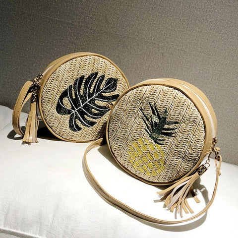 Anellimn bolsa de madeira de palha bolsa rattan bolsa de praia