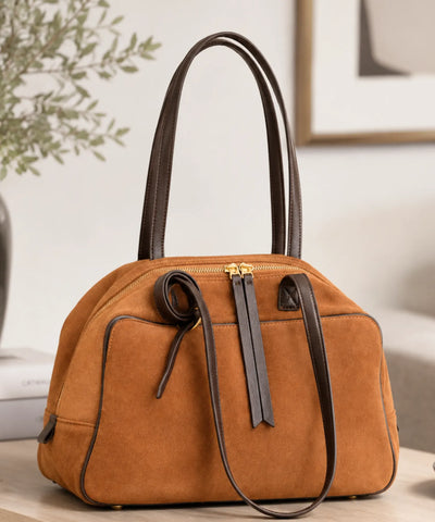 Comprar Bolsa Feminina Grande Camurça Zíper Dourado Espaçosa barato e em promoção ANELLIMN