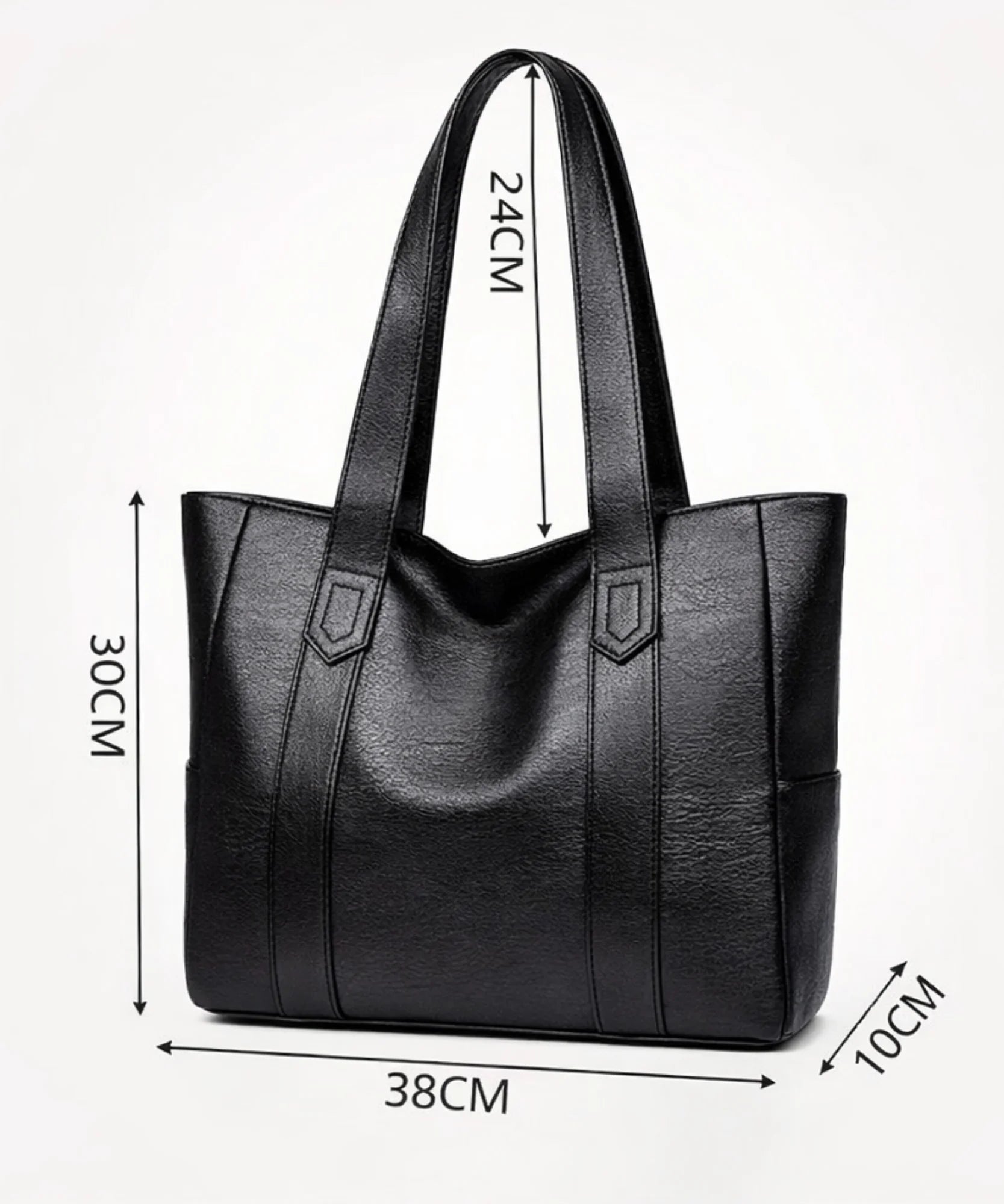Comprar bolsa feminina grande couro sintético tote preta espaçosa para trabalho faculdade e notebook barato ANELLIMN