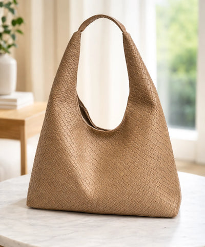 Comprar bolsa feminina média textura trançada hobo com alça ombro espaçosa barato ou em promoção