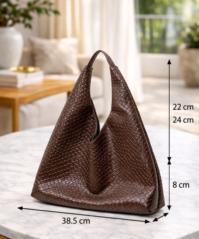 Comprar bolsa feminina média textura trançada hobo com alça ombro espaçosa barato ou em promoção