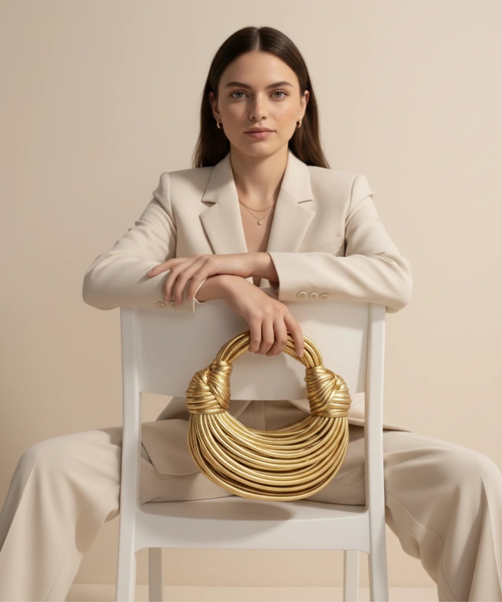 Comprar bolsa feminina transversal tiracolo com design fios torcidos metalizados estruturados barato ANELLIMN