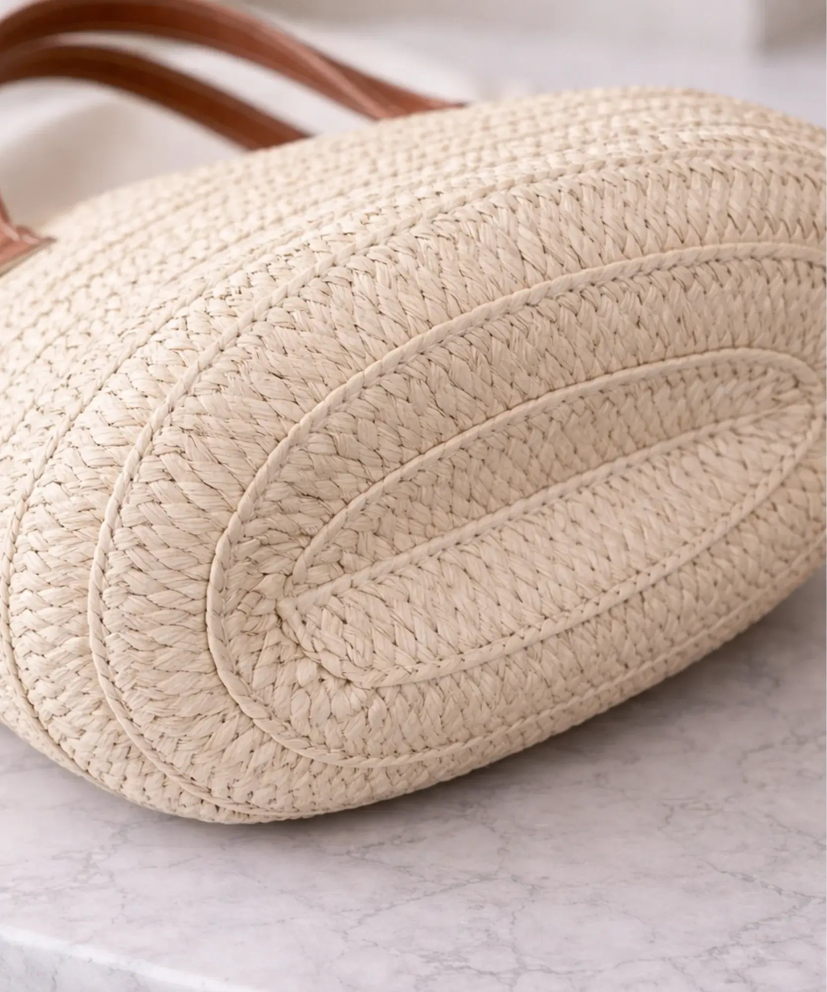 Comprar bolsa de praia feminina palha trançada com alças de couro grande tote sacola casual barato ANELLIMN