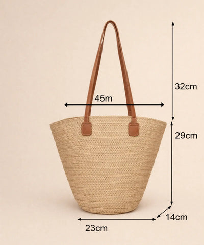 Comprar bolsa de praia feminina palha trançada com alças de couro grande tote sacola casual barato ANELLIMN