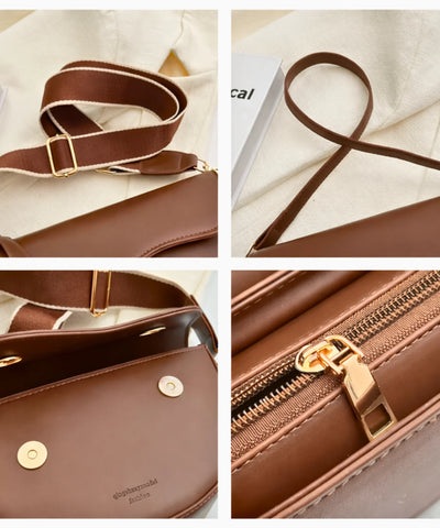 Bolsa transversal feminina couro sintético meia lua com alça larga ajustável look casual comprar barato ANELLIMN