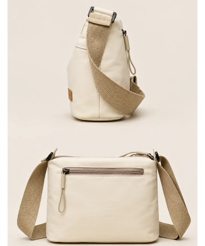 Comprar bolsa transversal feminina pequena off white com bolso traseiro barata Anellimn