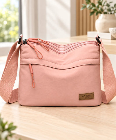 Comprar bolsa transversal feminina pequena de nylon rosa barata Anellimn