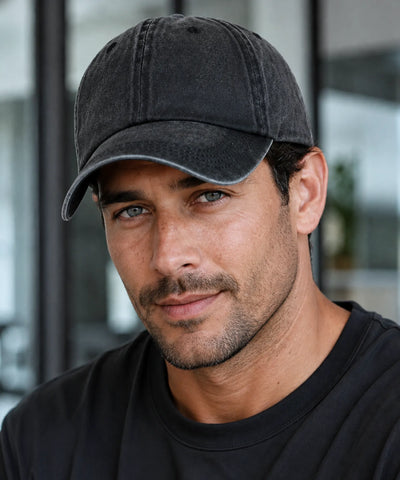 Comprar boné masculino dad hat preto algodão estonado aba curva barato Anellimn