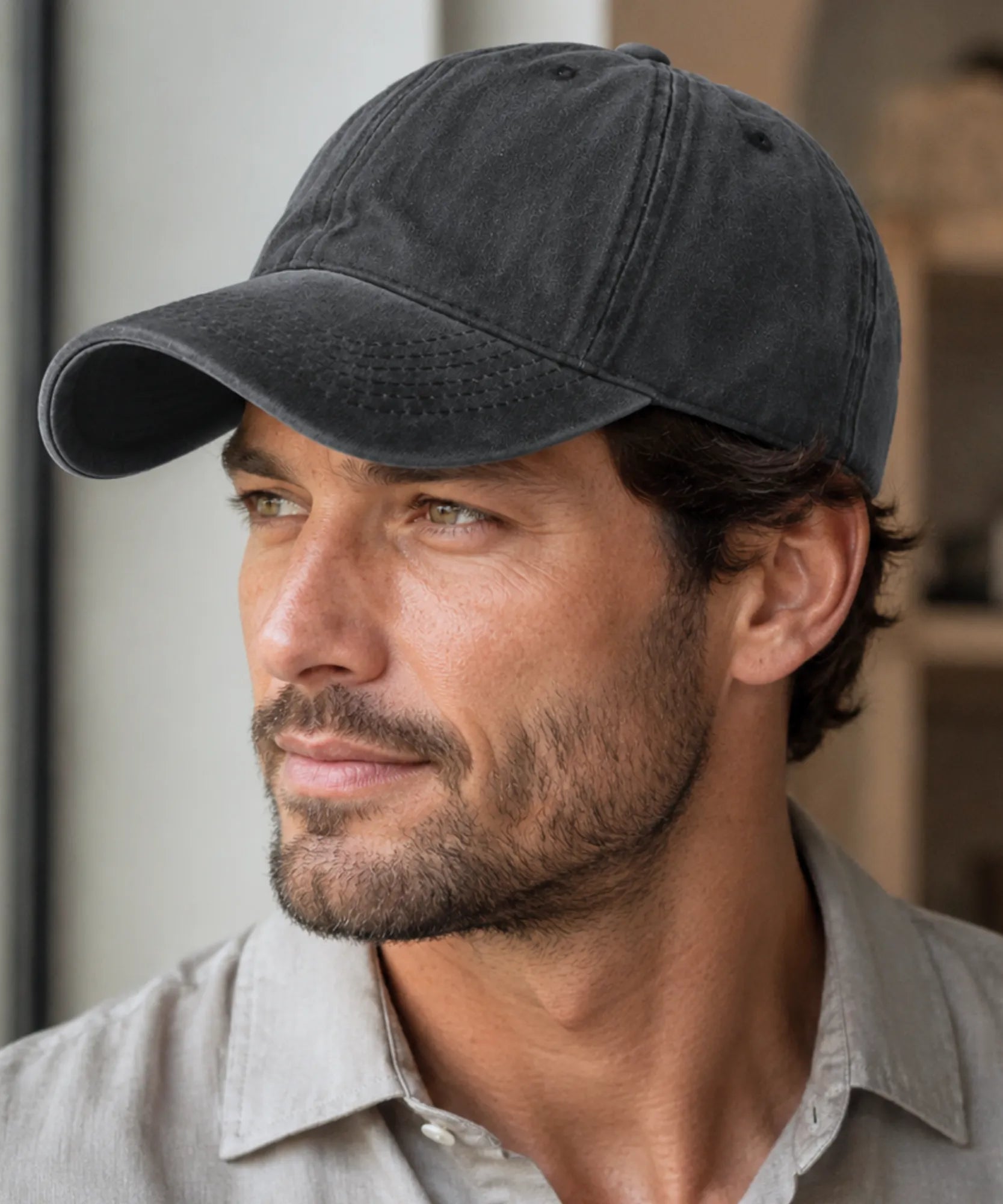 Comprar boné masculino dad hat preto aba curva ajustável barato Anellimn