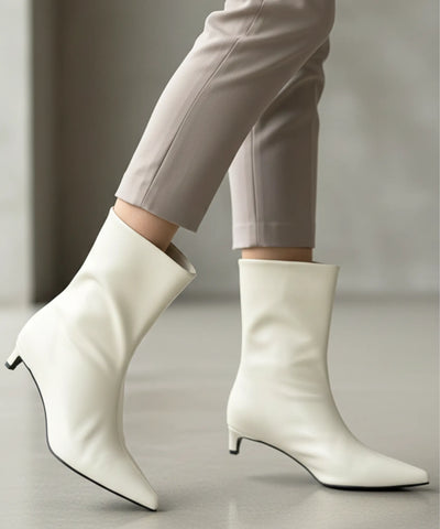 Comprar bota bico fino feminina cano médio couro sintético salto baixo elegante promoção VIZZANO