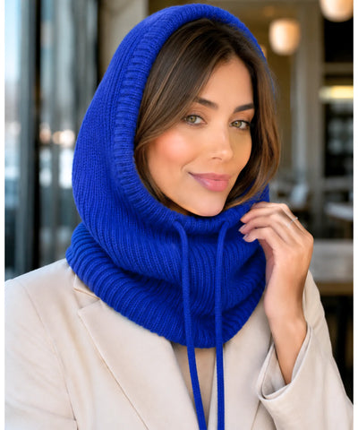 Comprar gorro feminino de tricô com capuz e gola alta para inverno confortável e com proteção térmica barato ANELLIMN
