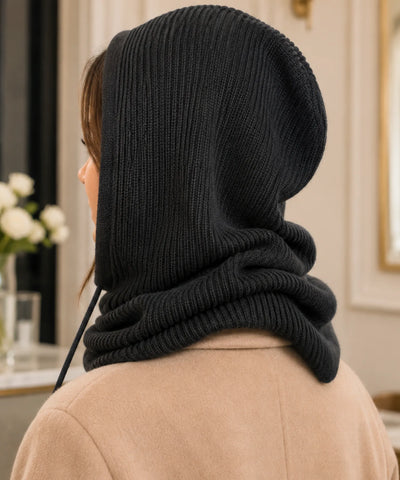 Comprar gorro feminino de tricô com capuz e gola alta para inverno confortável e com proteção térmica barato ANELLIMN