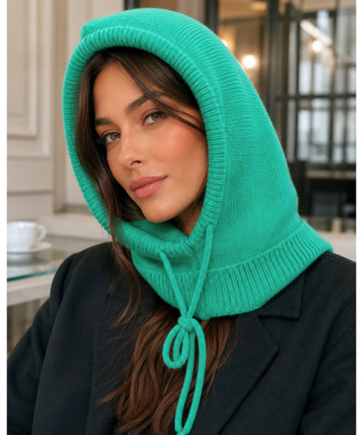 Comprar gorro feminino de tricô com capuz e gola alta para inverno confortável e com proteção térmica barato ANELLIMN