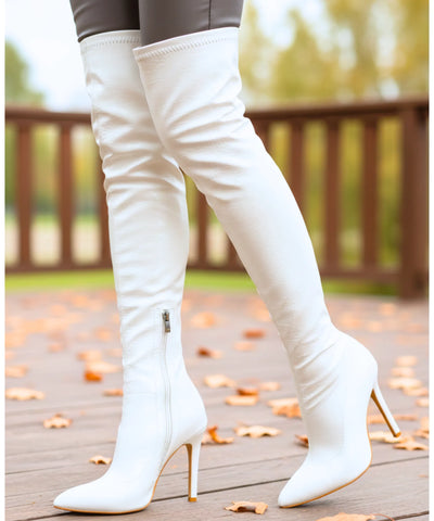 Comprar Bota Cano Longo Feminina Couro Salto Alto Over the Knee elegante confortável festa trabalho em promoção
