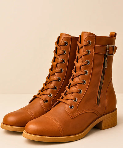 Bota Cano Médio Feminina Vintage Coturno | Leslo
