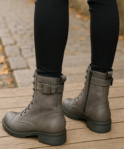 Bota Cano Médio Feminina Vintage Coturno | Leslo
