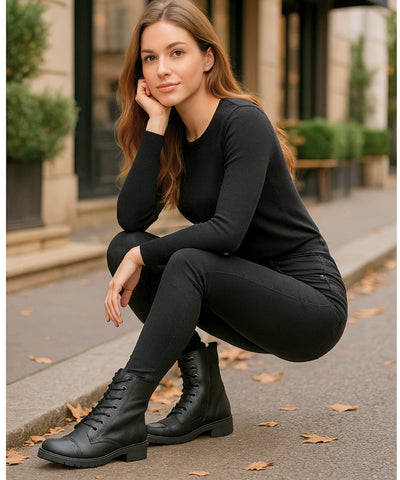 Bota Cano Médio Feminina Vintage Coturno | Leslo