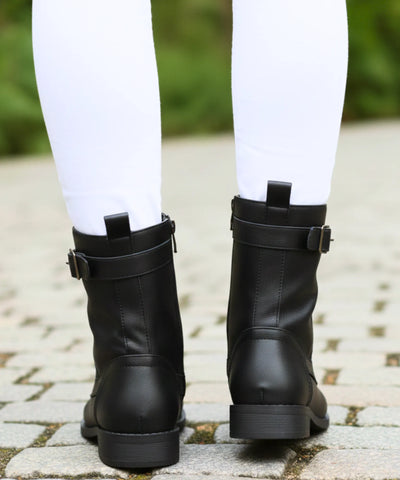 Comprar bota coturno feminina couro ecológico cano médio zíper lateral salto bloco solado antiderrapante AREZZO