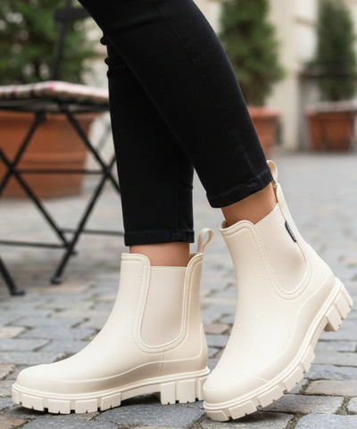 Comprar bota chelsea feminina impermeável PVC solado tratorado antiderrapante forro respirável em promoção ANELLIMN