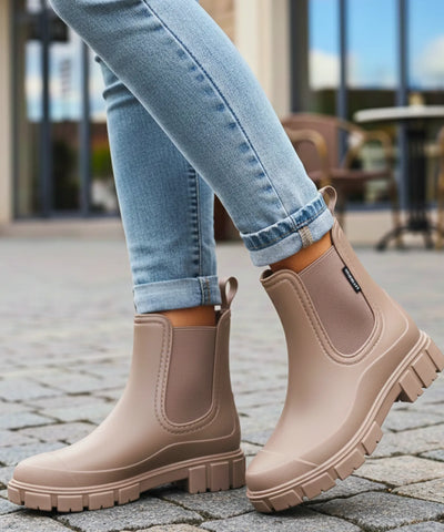 Comprar bota chelsea feminina impermeável PVC solado tratorado antiderrapante forro respirável em promoção ANELLIMN