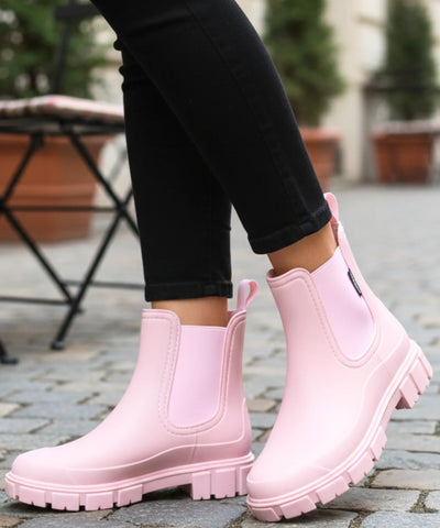 Comprar bota chelsea feminina impermeável PVC solado tratorado antiderrapante forro respirável em promoção ANELLIMN